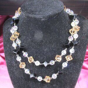 Crystal & Cube Necklace 30"